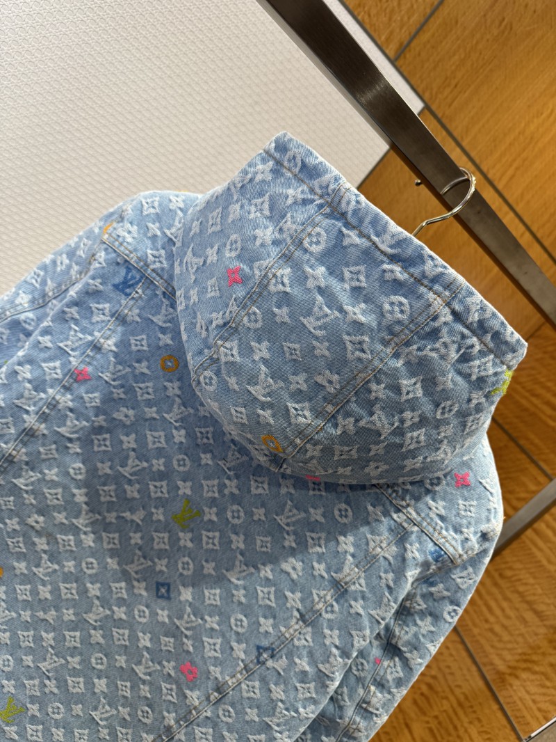 LV Color Jacquard Hooded Denim Down Jacket 7