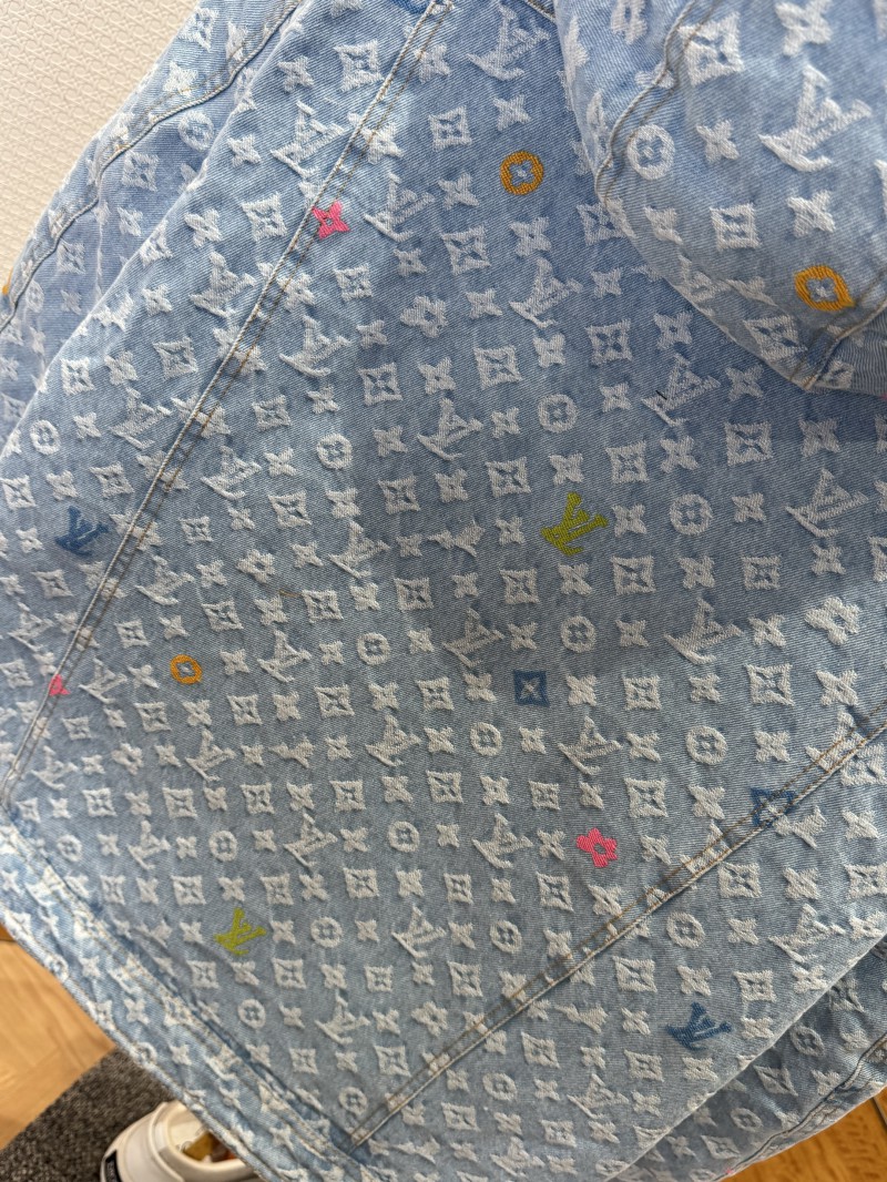 LV Color Jacquard Hooded Denim Down Jacket 8