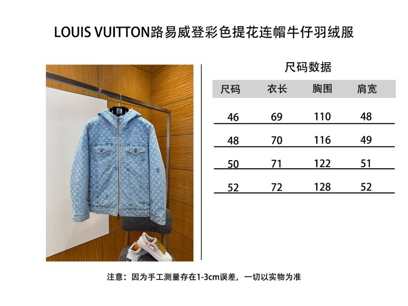 LV Color Jacquard Hooded Denim Down Jacket 9