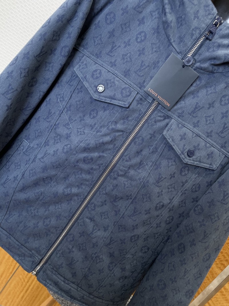 LV Full-Print Hooded Denim Down Jacket 1 3