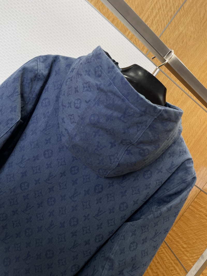 LV Full-Print Hooded Denim Down Jacket 1 5
