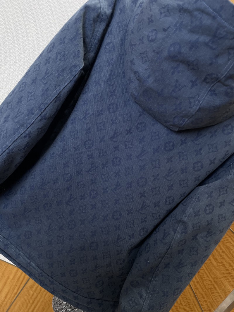 LV Full-Print Hooded Denim Down Jacket 1 6