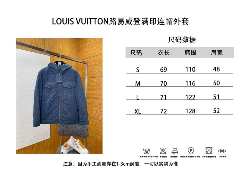 LV Full-Print Hooded Denim Down Jacket 1 9