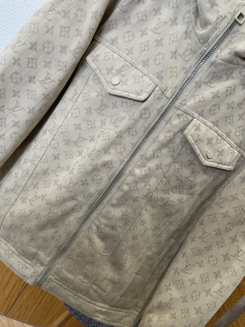 LV Full-Print Hooded Denim Down Jacket 2 3
