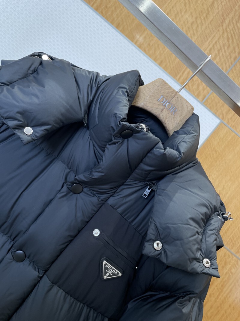 Prada Classic Triangle Logo Detachable Sleeves Down Jacket 1 2