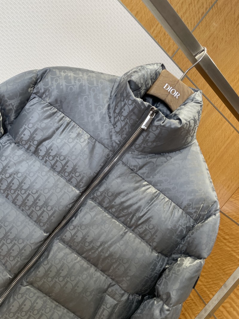 Dior All-Over Print Solid Color Zipper Stand Collar Down Jacket 2 2