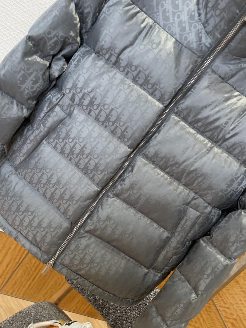 Dior All-Over Print Solid Color Zipper Stand Collar Down Jacket 2 3