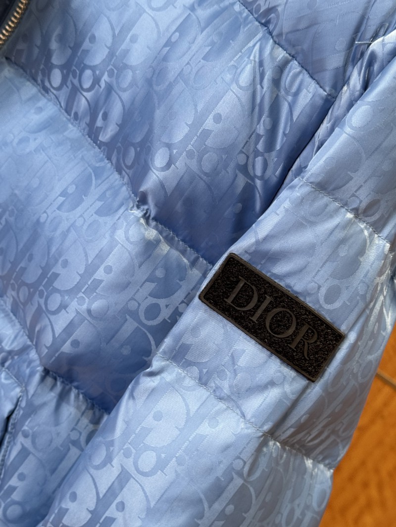 Dior All-Over Print Solid Color Zipper Stand Collar Down Jacket 4 5