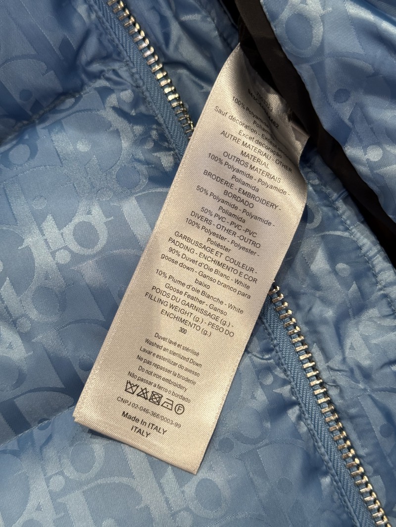 Dior All-Over Print Solid Color Zipper Stand Collar Down Jacket 4 8