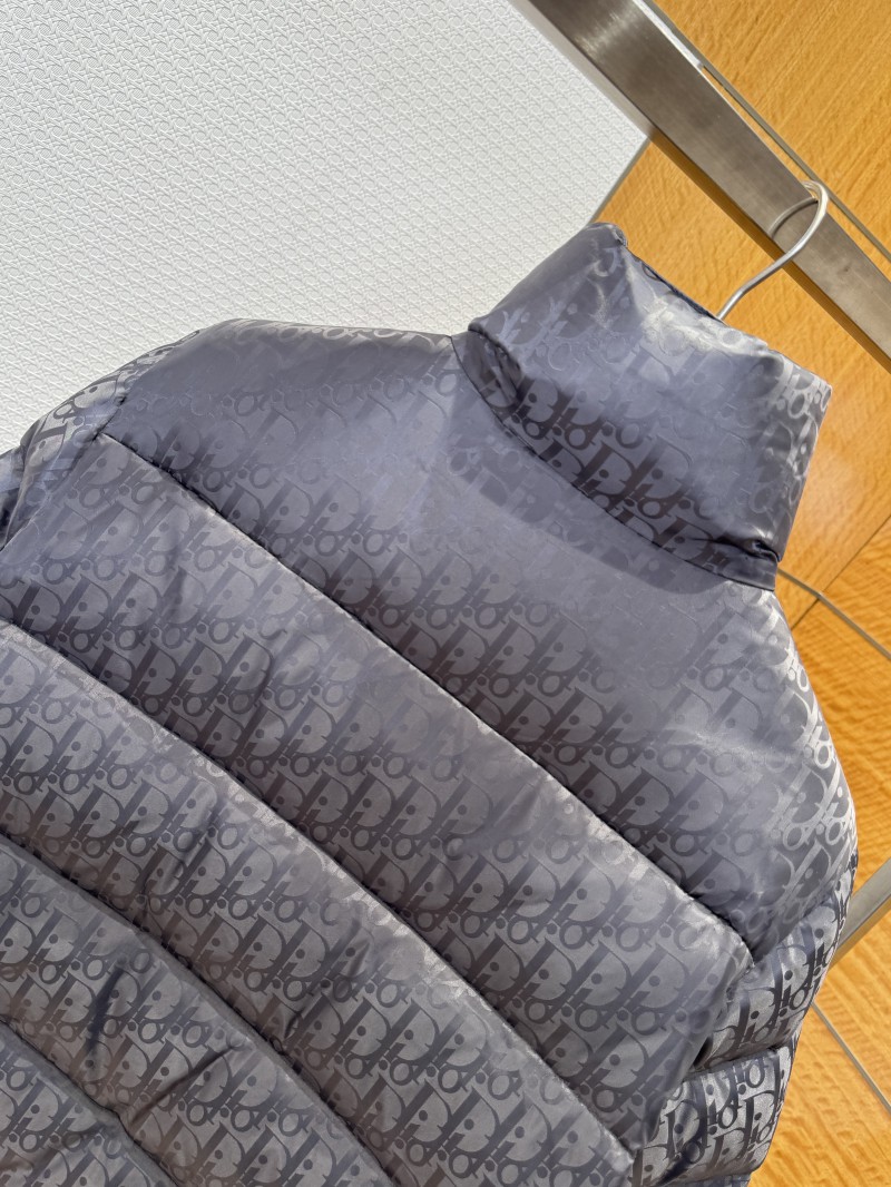 Dior All-Over Print Solid Color Zipper Stand Collar Down Jacket 5 6