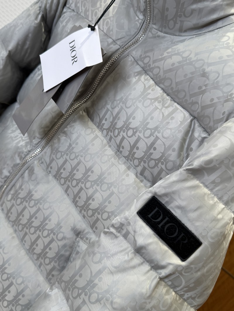 Dior All-Over Print Solid Color Zipper Stand Collar Down Jacket 6 4