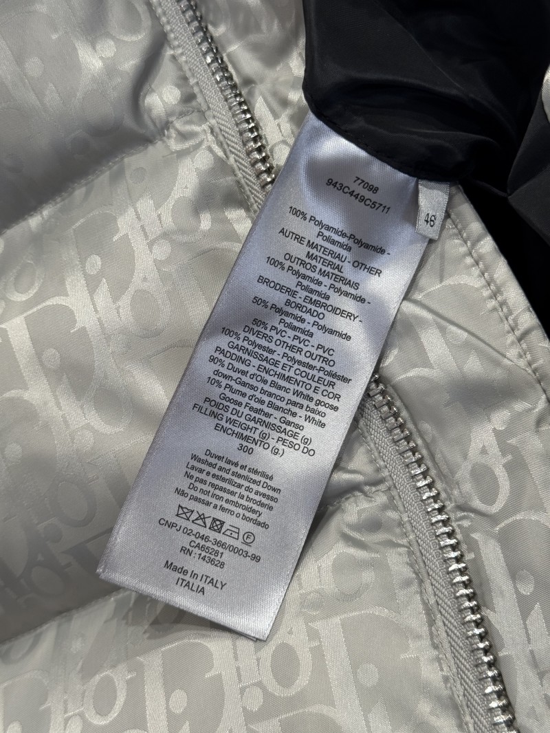 Dior All-Over Print Solid Color Zipper Stand Collar Down Jacket 6 8