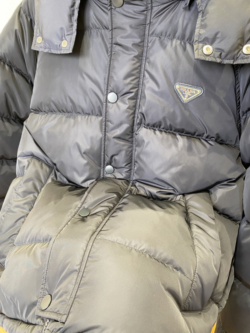 Prada Enameled Triangle Logo Stand Collar Hooded Down Jacket1 6