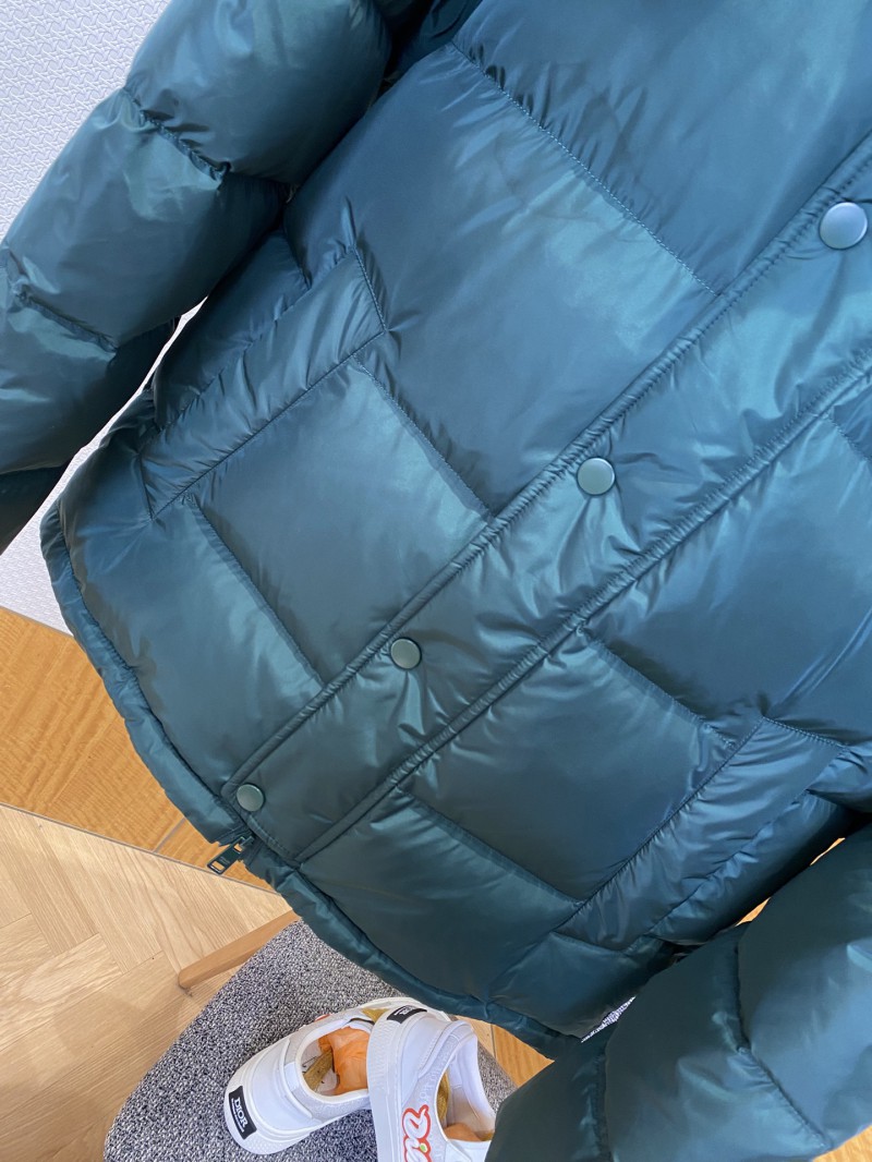 Prada Enameled Triangle Logo Stand Collar Hooded Down Jacket 2 3
