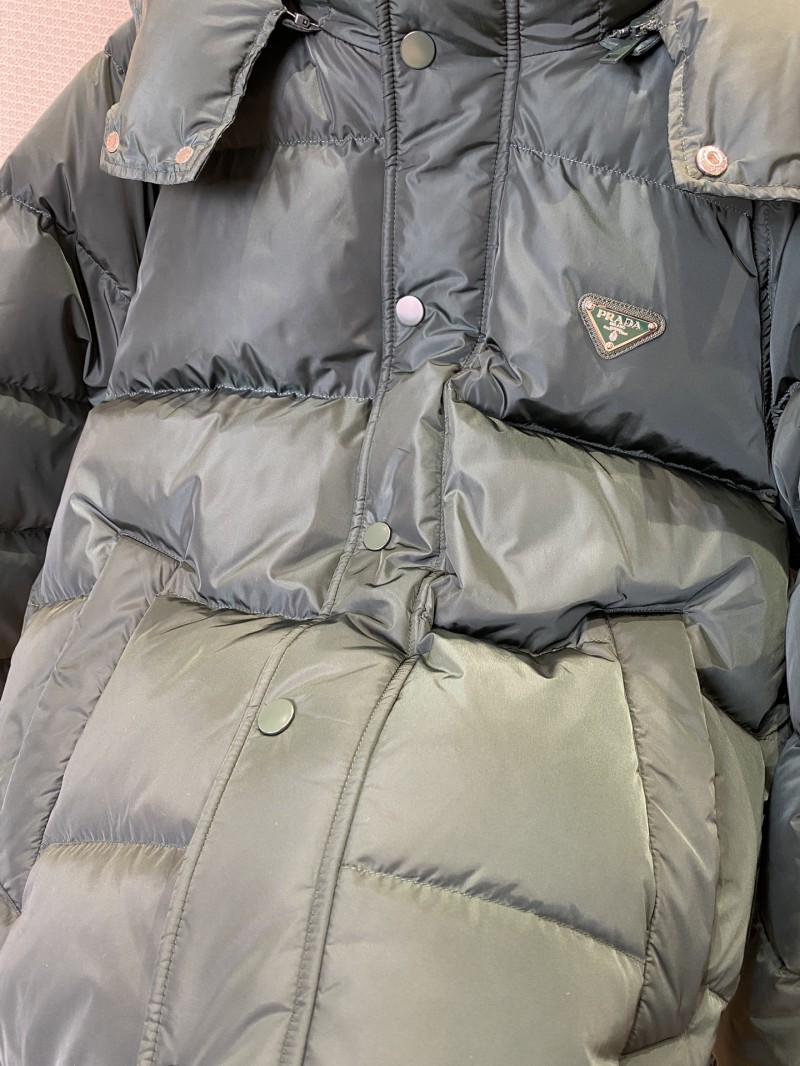 Prada Enameled Triangle Logo Stand Collar Hooded Down Jacket 2 6