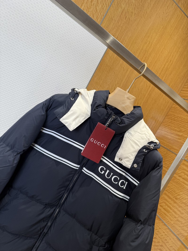 Gucci Letter Jacquard Stand Collar Hooded Down Jacket 2