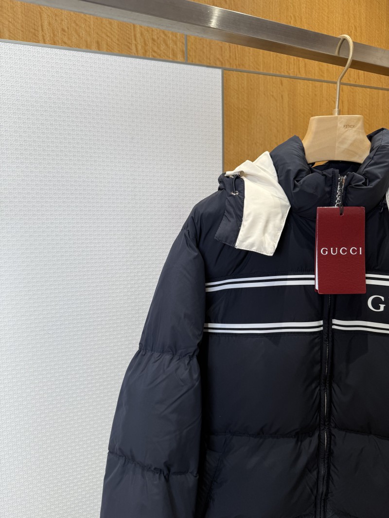 Gucci Letter Jacquard Stand Collar Hooded Down Jacket 3