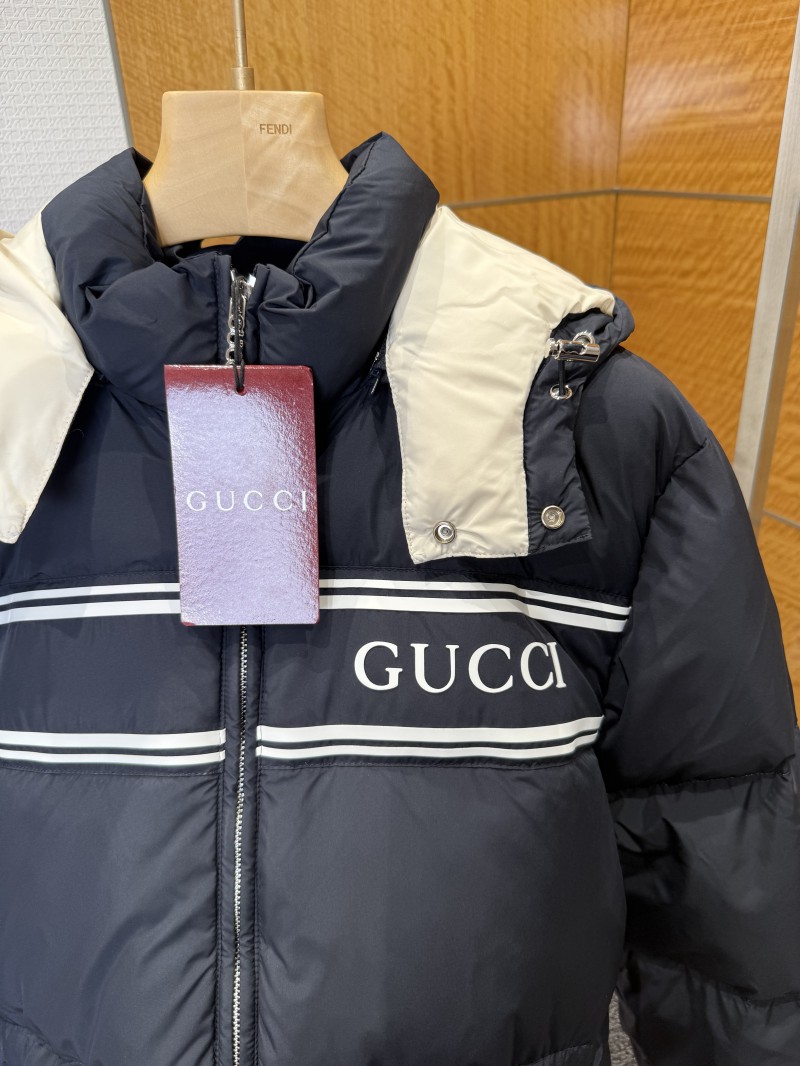Gucci Letter Jacquard Stand Collar Hooded Down Jacket 5