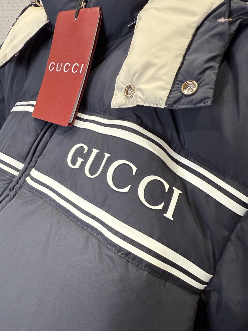 Gucci Letter Jacquard Stand Collar Hooded Down Jacket 6