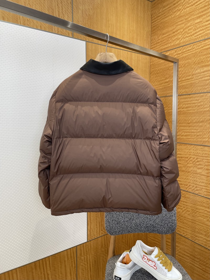 Miu Miu Logo Print Leather Collar Down Jacket 1 1