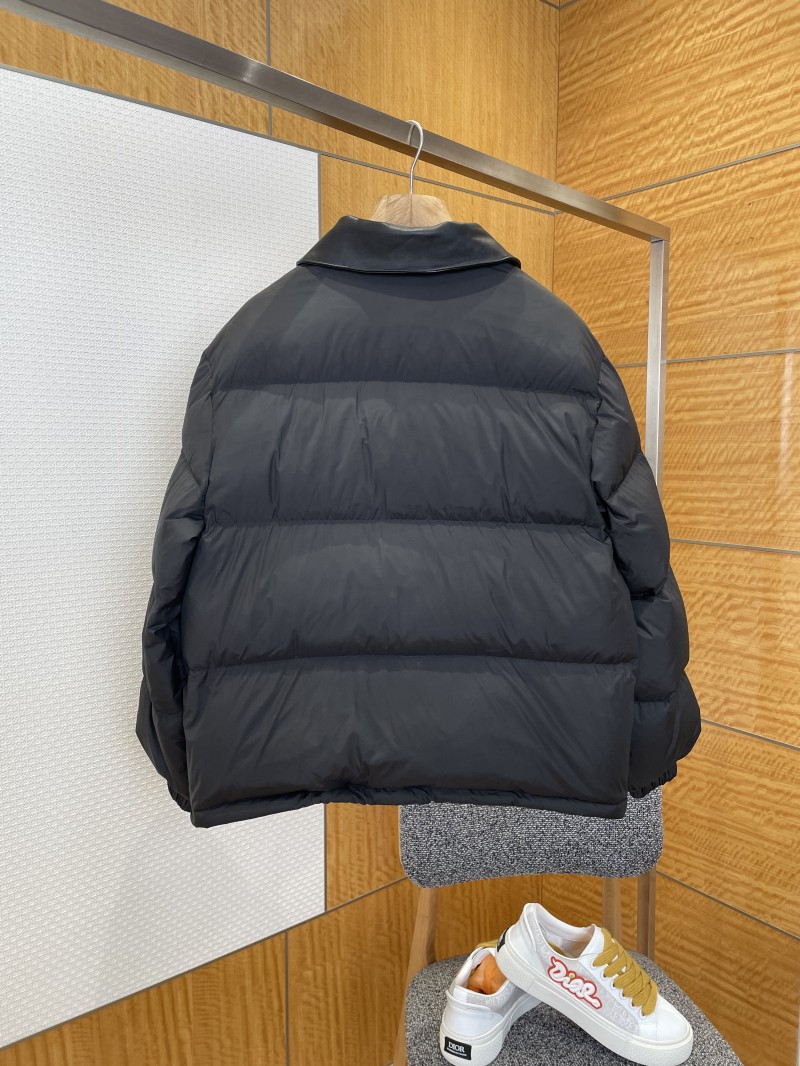 Miu Miu Logo Print Leather Collar Down Jacket 2 1