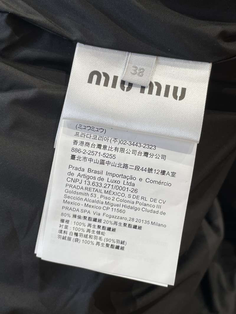 Miu Miu Logo Print Leather Collar Down Jacket 2 8