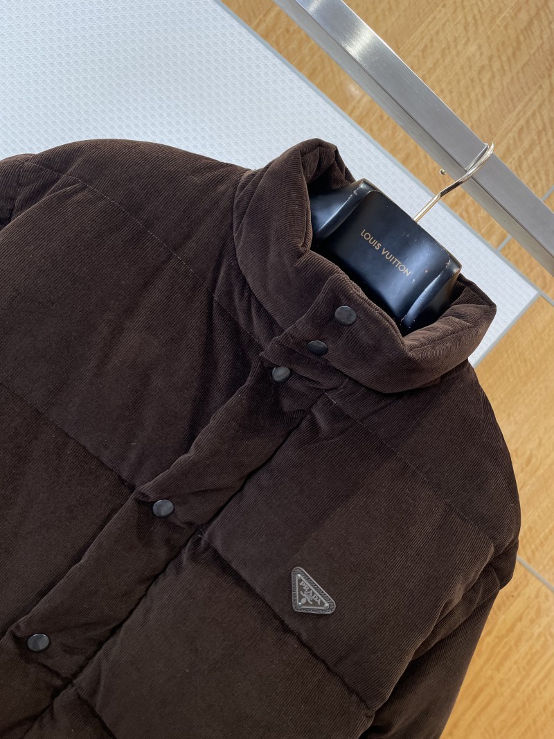 Prada letter printed badge long sleeve down jacket 1 2