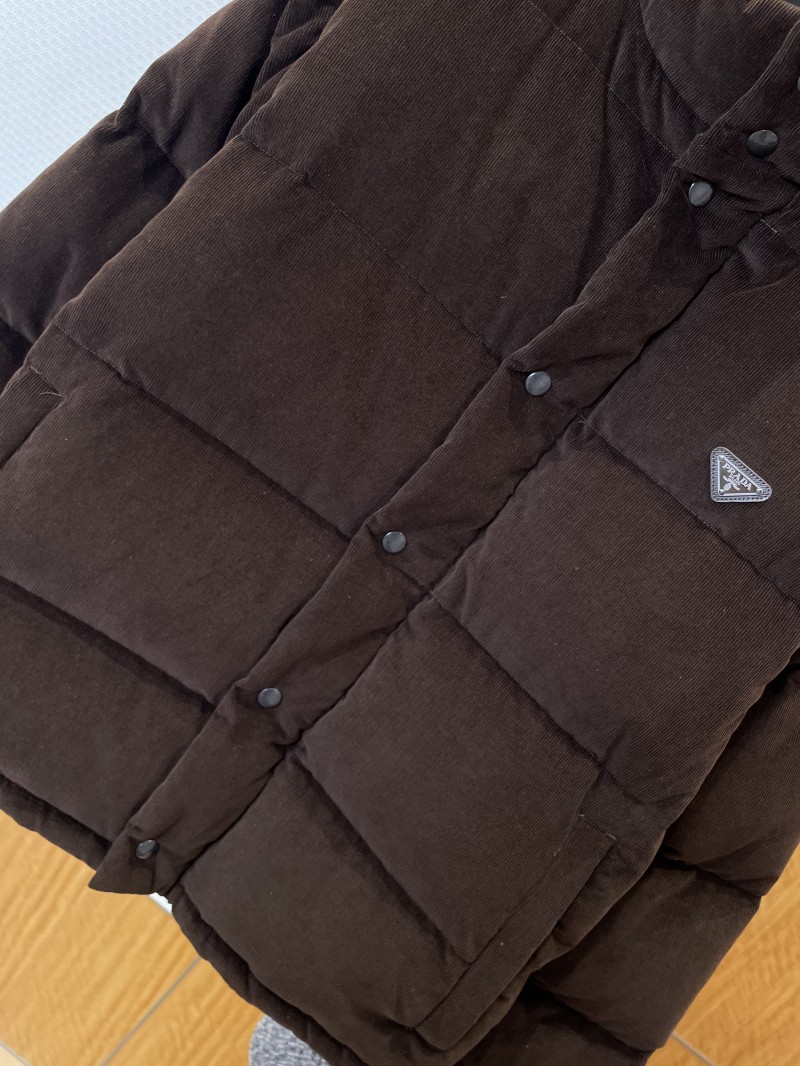 Prada letter printed badge long sleeve down jacket 1 3