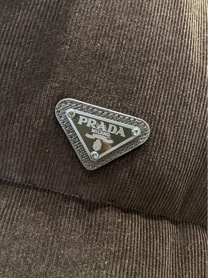 Prada letter printed badge long sleeve down jacket 1 4