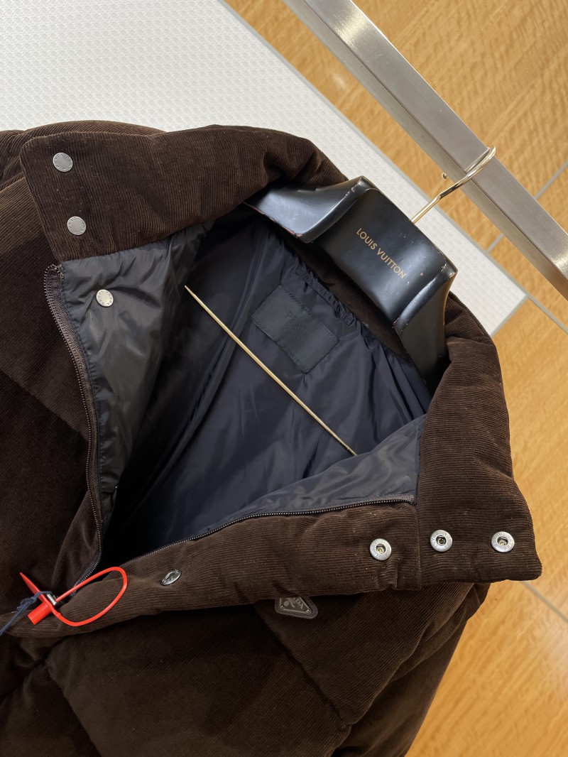 Prada letter printed badge long sleeve down jacket 1 5