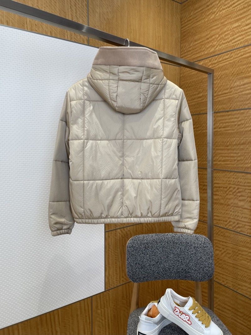 LV leather label color blocked hooded lightweight down jacket 1 1