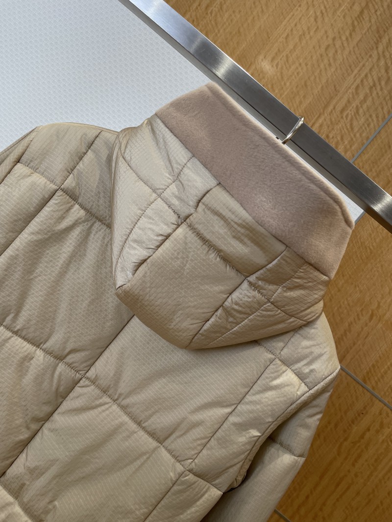 LV leather label color blocked hooded lightweight down jacket 1 5