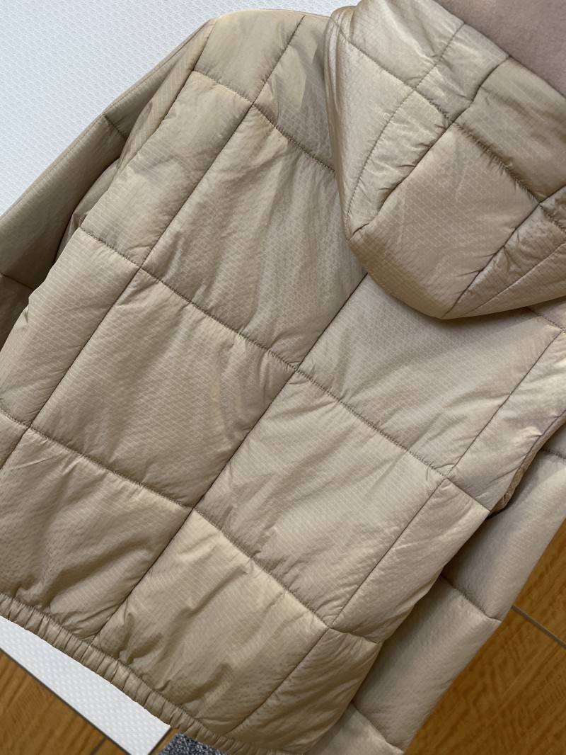 LV leather label color blocked hooded lightweight down jacket 1 6