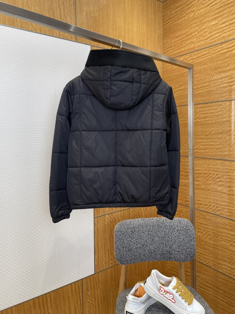 LV leather label color blocked hooded lightweight down jacket 2 1