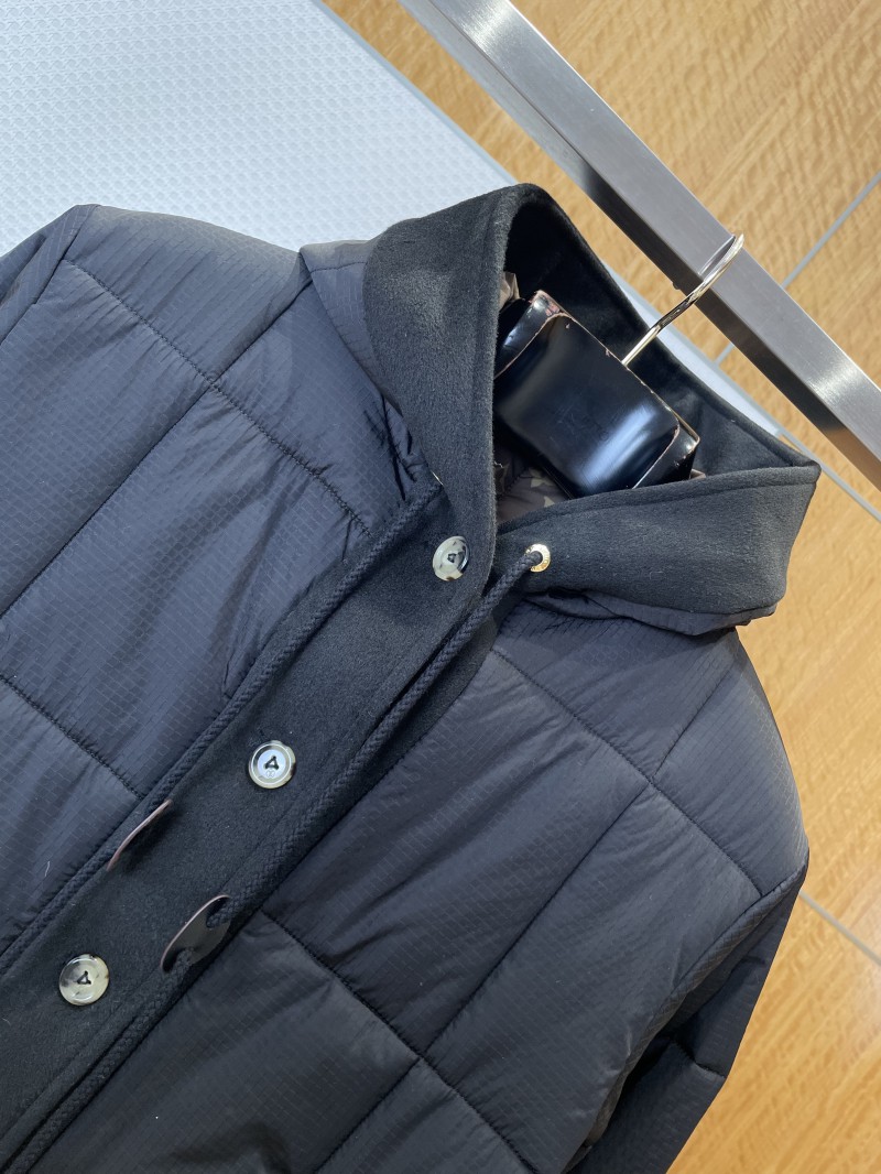 LV leather label color blocked hooded lightweight down jacket 2 2