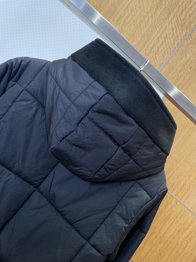 LV leather label color blocked hooded lightweight down jacket 2 5