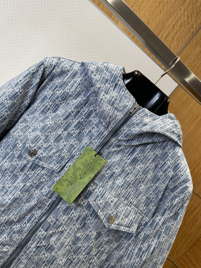 Gucci All-Over Print Zipped Denim Down Jacket 2