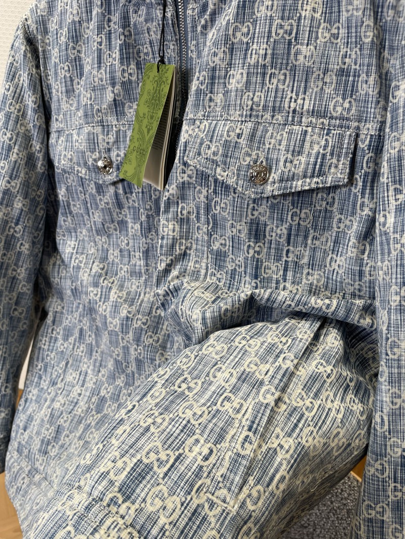 Gucci All-Over Print Zipped Denim Down Jacket 4