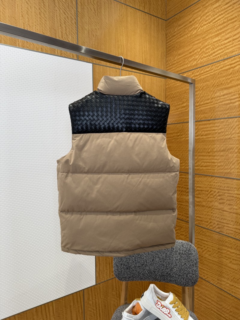 BOTTEGA VENETA Splicing genuine leather woven down vest 1 1