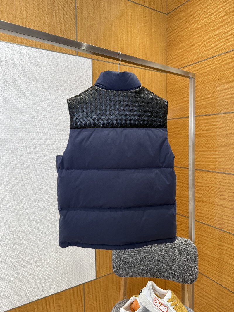 BOTTEGA VENETA Splicing genuine leather woven down vest 2 1