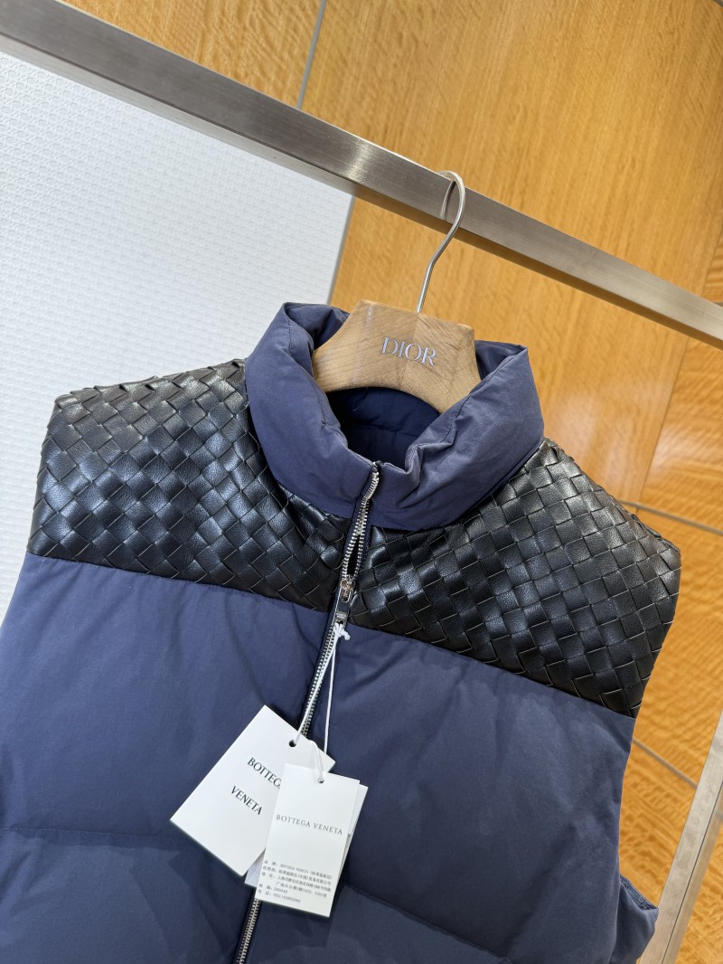 BOTTEGA VENETA Splicing genuine leather woven down vest 2 2