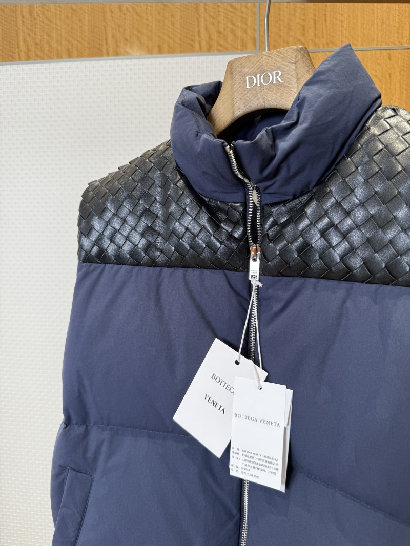 BOTTEGA VENETA Splicing genuine leather woven down vest 2 3