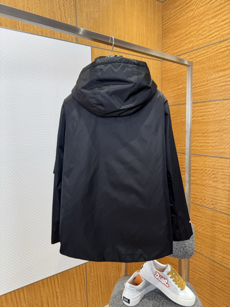 Prada solid color hooded letter micro label down jacket 1
