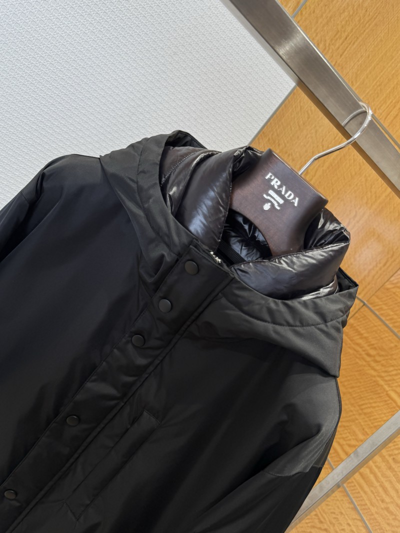 Prada solid color hooded letter micro label down jacket 2