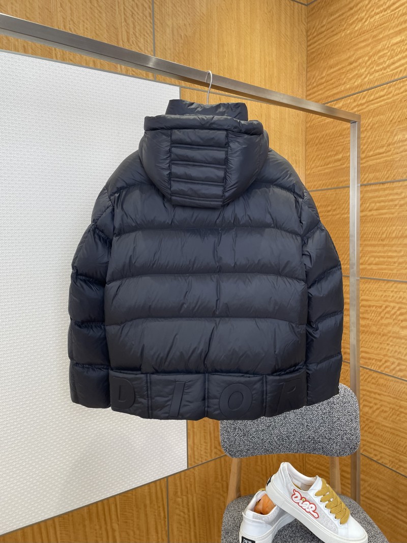 Dior Letter Print Stand Collar Hooded Quilted Down Jacket 1 1