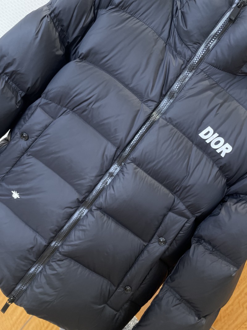 Dior Letter Print Stand Collar Hooded Quilted Down Jacket 1 3