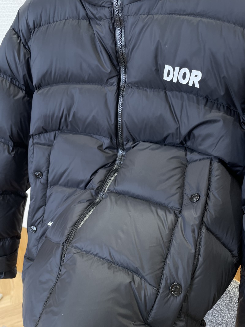 Dior Letter Print Stand Collar Hooded Quilted Down Jacket 1 4