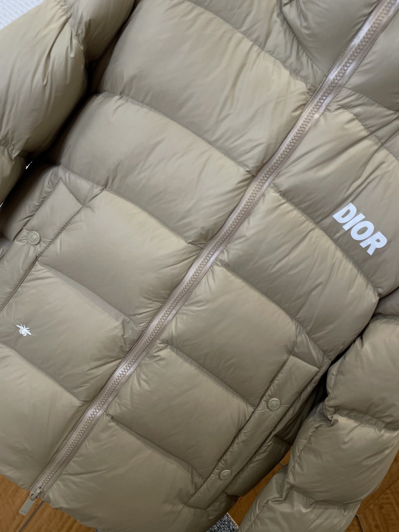 Dior Letter Print Stand Collar Hooded Quilted Down Jacket 2 3