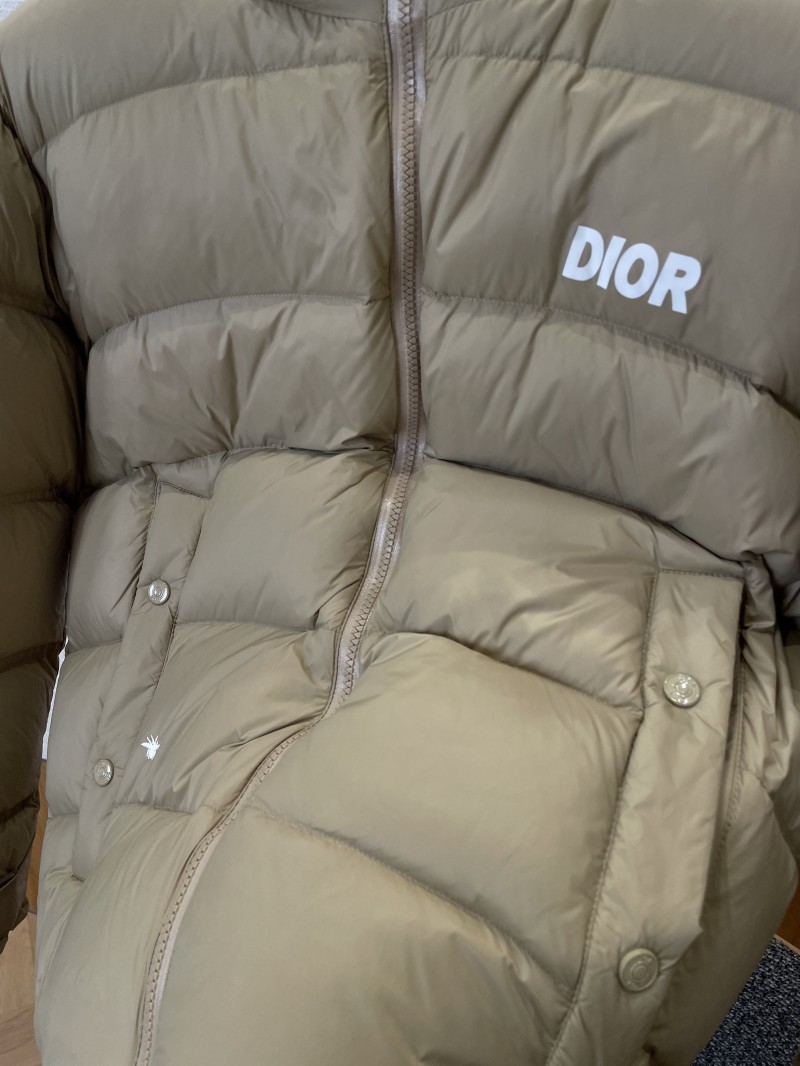 Dior Letter Print Stand Collar Hooded Quilted Down Jacket 2 4