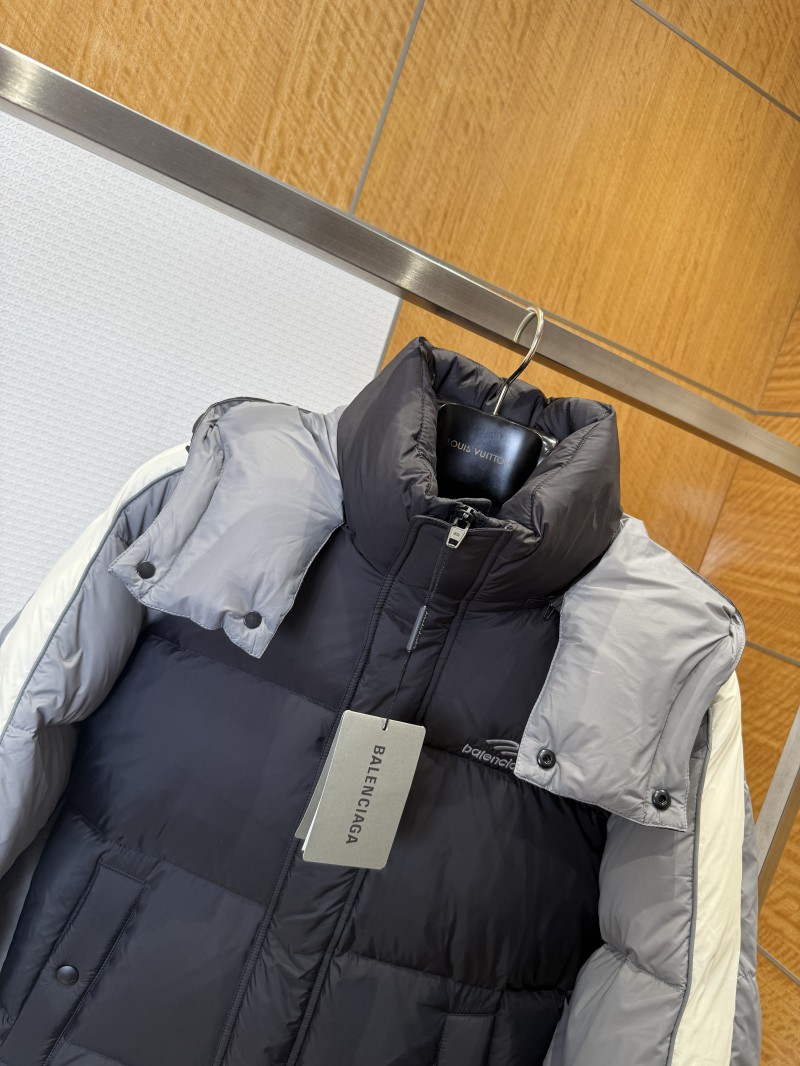 Balenciaga Color-block Stand Collar Hooded Down Jacket 2